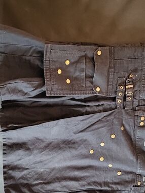 Black Studded Cargo Kilt with Belt Detail